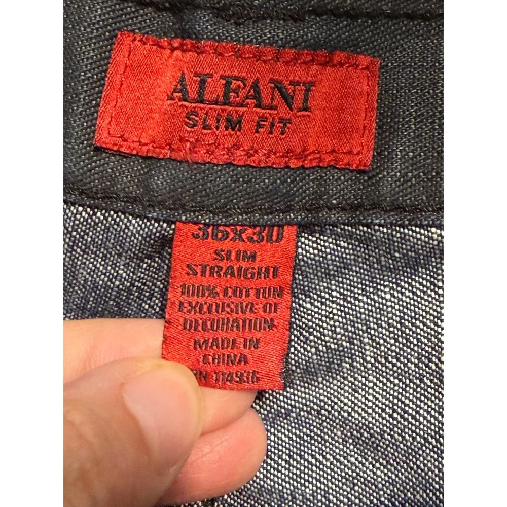 Alfani Jeans Mens 36x30 Black Adult Slim Straight Cotton Casual Excellent